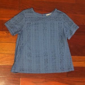 Blue lace blouse LOFT
